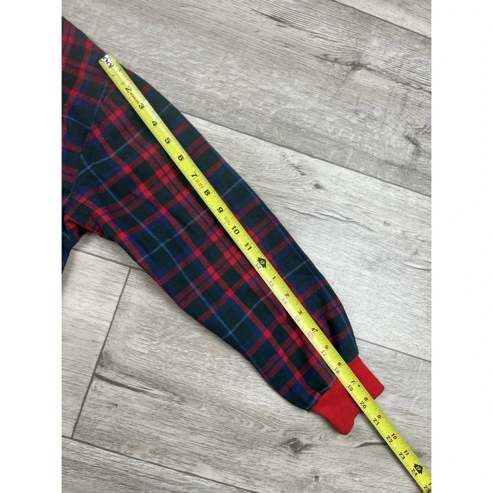 VTG LL BEAN Nightgown Women's Small Long Flannel Turtleneck Plaid Red Blue Black